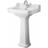 Hudson Reed Carlton Lavabo Su Colonna Per Bagni - Design Tradizionale Su Piedistallo - Lavandino In Ceramica Bianca - 1 X Foro Per La Rubinetteria - 905 X 595mm -Villeroyit Negozio 10474711 1