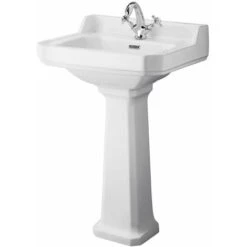 Hudson Reed Carlton Lavabo Su Colonna Per Bagni - Design Tradizionale Su Piedistallo - Lavandino In Ceramica Bianca - 1 X Foro Per La Rubinetteria - 905 X 595mm