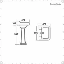 Hudson Reed Carlton Lavabo Su Colonna Per Bagni - Design Tradizionale Su Piedistallo - Lavandino In Ceramica Bianca - 1 X Foro Per La Rubinetteria - 905 X 595mm -Villeroyit Negozio 10474711 5