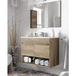 Mobile Bagno Sospeso 80 Cm Colore Nordik Con Specchio Standard - Nordik