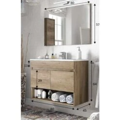 Mobile Bagno Sospeso 80 Cm Colore Nordik Con Specchio Standard - Nordik -Villeroyit Negozio 10550135 3