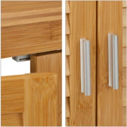 Relaxdays Mobile Sottolavabo LAMELL In Bambù & MDF, Armadietto, Lavandino, Lamellato, 2 Ante, 60x67x30 Cm Ca., Naturale -Villeroyit Negozio 10719682 5