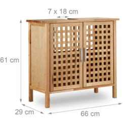 Relaxdays Mobile Sottolavabo In Legno Di Noce Resistente, Armadietto Da Bagno, HxLxP: 61 X 66 X 29 Cm Ca., Naturale -Villeroyit Negozio 10719766 3