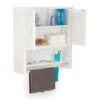 Relaxdays LAMELL Mobile Pensile Bagno Bianco, Armadietto Con Portasciugamani, Mobiletto In Bambù, HxLxP: 66 X 62 X 20 Cm -Villeroyit Negozio 10720478 1