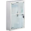 Relaxdays Armadietto Porta Medicinali In Acciaio, Anta In Vetro, 2 Ripiani, Con Serratura, Superficie Lucida, HxLxP: 40 X 25 X 11cm, Argento -Villeroyit Negozio 11090487 1