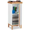 Relaxdays Mobiletto Da Bagno Con Portagioielli, Porta-Trucchi, Armadietto Con Dettagli In Bambù, 80 X 35 X 30 Cm, Bianco