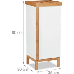 Relaxdays Mobiletto Da Bagno Con Portagioielli, Porta-Trucchi, Armadietto Con Dettagli In Bambù, 80 X 35 X 30 Cm, Bianco -Villeroyit Negozio 11090504 4