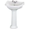 Hudson Reed Lavabo Su Colonna Per Bagni - Design Tradizionale Su Piedistallo - Lavandino In Ceramica Bianca - 1 X Foro Per La Rubinetteria - 915 X 610mm