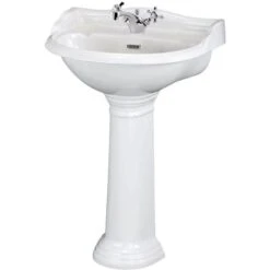 Hudson Reed Lavabo Su Colonna Per Bagni - Design Tradizionale Su Piedistallo - Lavandino In Ceramica Bianca - 1 X Foro Per La Rubinetteria - 915 X 610mm