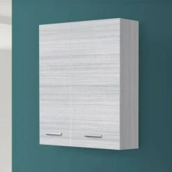 Pensile Da Bagno 2 Ante Salvaspazio Grigio 60x70 Cm