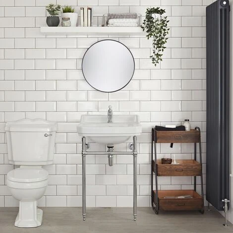 Hudson Reed Old London Lavabo A Consolle Per Bagni - Design Tradizionale Con Struttura Di Supporto In Ottone - Ceramica Bianca Glassata - 1 X Foro Per La Rubinetteria - 835 X 560 X 450mm 4 Hudson Reed Old London Lavabo A Consolle Per Bagni - Design Tradizionale Con Struttura Di Supporto In Ottone - Ceramica Bianca Glassata - 1 X Foro Per La Rubinetteria - 835 X 560 X 450mm - immagine 2
