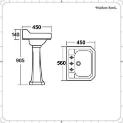 Hudson Reed Lavabo Su Colonna Per Bagni - Design Tradizionale Su Piedistallo - Lavandino In Ceramica Bianca - 3 X Fori Per La Rubinetteria - 905 X 560mm -Villeroyit Negozio 11424533 5