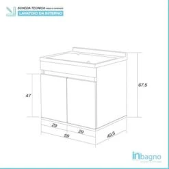 Mobile Lavatoio Sospeso 60 Cm Bianco Lucido Completo Di Vasca E Asse Lavapanni -Villeroyit Negozio 11575885 3