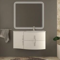 Bagno Italia Mobile Bagno 104 Cm Arredo Sospeso Bianco Moderno Reversibile Mobili