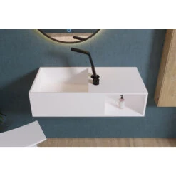 Lavabo Sospeso Con Spazio Accessori E Piano D'appoggio PB2037 - 80 X 40 X 20cm In Resina Sintetica (Solid Stone) -Villeroyit Negozio 12385127 5