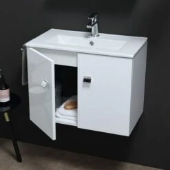MOBILE BAGNO DA 60 CM CON LAVABO E SPECCHIO BIANCO SQUARE -Villeroyit Negozio 12981322 3