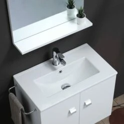 MOBILE BAGNO DA 60 CM CON LAVABO E SPECCHIO BIANCO SQUARE -Villeroyit Negozio 12981322 5
