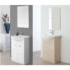 Bagno Italia Arredo Bagno A Terra Cm 56 Mobile Con Lavandino E Specchio Colore Rovere Chiaro