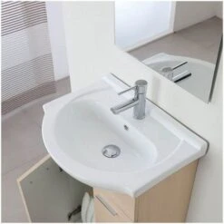 Bagno Italia Arredo Bagno A Terra Cm 56 Mobile Con Lavandino E Specchio Colore Rovere Chiaro -Villeroyit Negozio 13140599 3