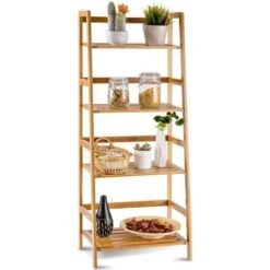 Libreria Scaffale Multiuso In Legno Di Bambu 4 Ripiani 116x48x32cm Casa Ufficio -Villeroyit Negozio 13408627 3