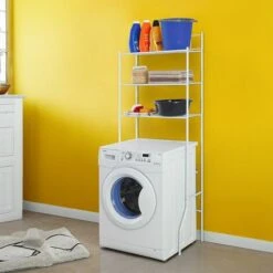 Scaffale Per Lavatrice Bianco Con 3 Ripiani In Acciaio In Kit Di Montaggio