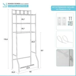 Scaffale Per Lavatrice Bianco Con 3 Ripiani In Acciaio In Kit Di Montaggio -Villeroyit Negozio 15738545 3