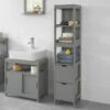 SoBuy Mobiletto Bagno Colonna Bagno Cassettiera Bagno Salvaspazio L30P30A145 Cm Grigio Scuro FRG126-SG