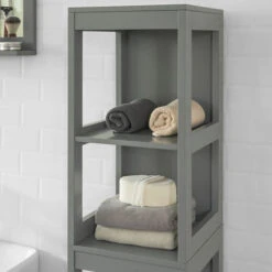 SoBuy Mobiletto Bagno Colonna Bagno Cassettiera Bagno Salvaspazio L30P30A145 Cm Grigio Scuro FRG126-SG -Villeroyit Negozio 16011416 3