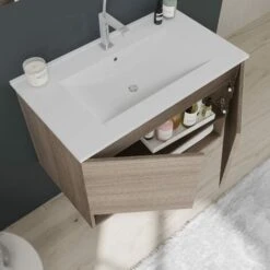 MOBILE BAGNO A PARETE IN QUERCIA NATURALE DA 80 CM CON ANTE VENEZIA -Villeroyit Negozio 16092208 4