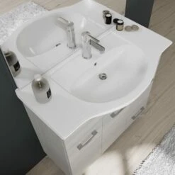 MOBILE BAGNO DA 85 CM CON PIEDINI CROMATI QUERCIA GRIGIO RIMINI -Villeroyit Negozio 16092210 4