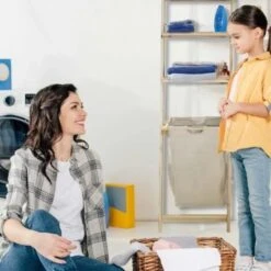 Scaffale In Legno 3 Ripiani Con Cesta Porta Biancheria In Stoffa 42x151x36cm -Villeroyit Negozio 16142624 3