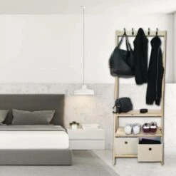 Stand Appendiabiti In Legno Con 2 Ripiani 2 Cassetti In Stoffa E 5 Appendini -Villeroyit Negozio 16142626 3