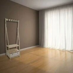 Stand Appendiabiti In Legno Con 2 Ripiani 2 Cassetti In Stoffa E 5 Appendini -Villeroyit Negozio 16142626 4