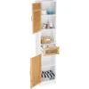 Relaxdays Mobile Bagno A Colonna, 2 Ante, 1 Cassetto, Scaffale Alto, HLP 180x39x30 Cm Ca., Legno E Bambù, Bianco/marrone -Villeroyit Negozio 16365892 1