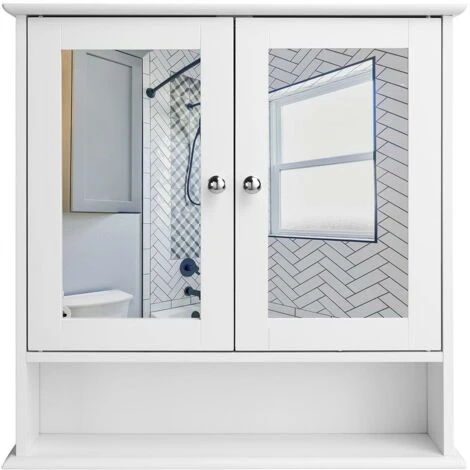 Mobiletto Specchiera Pensile Parete Bagno Armadietto Con Specchio Legno 2 Ante 5 Mobiletto Specchiera Pensile Parete Bagno Armadietto Con Specchio Legno 2 Ante - immagine 3