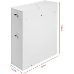 Mobiletto Salvaspazio Bagno Mobile In Legno MDF Bianco Con Cassetti 48x16x58cm -Villeroyit Negozio 16574146 3