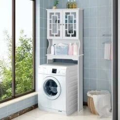 COSTWAY Mobile Per Lavatrice, Organizzatore Bagno Con 3 Mensole, Scaffale Per Bagno Con Mensola Interna Regolabile E 2 Ante, Salva Spazio Per Il Bagno (Bianco) -Villeroyit Negozio 16779267 2