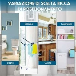 COSTWAY Mobile Per Lavatrice, Organizzatore Bagno Con 3 Mensole, Scaffale Per Bagno Con Mensola Interna Regolabile E 2 Ante, Salva Spazio Per Il Bagno (Bianco) -Villeroyit Negozio 16779267 4