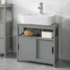 SoBuy Mobile Sottolavabo Per Bagno Con Poggiapiedi Sottolavabo Bagno Mobile Bagno Sottolavabo Grigio Scuro FRG128-SG -Villeroyit Negozio 17038777 1