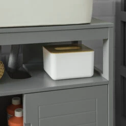 SoBuy Mobile Sottolavabo Per Bagno Con Poggiapiedi Sottolavabo Bagno Mobile Bagno Sottolavabo Grigio Scuro FRG128-SG -Villeroyit Negozio 17038777 4