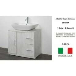 Mobile Sotto Lavabo 1 Anta 2 Cassetti Larice Bianco