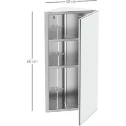 Homcom Armadietto Pensile Angolare Da Bagno In Acciaio Con Specchio Salvaspazio 60 X 30 X 18.4cm -Villeroyit Negozio 18013089 3