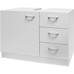 Casaria Armadietto Sottolavabo Mobile Per Il Bagno 63X54x30cm 3 Cassetti E Ripiano Con Anta Bianco Mobiletto Per Lavandino
