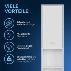 Deuba Mobile Alto Per Il Bagno Armadio 180x30x30cm 6 Mensole 2 Scomparti Ante Chiusura Magnetica Bianco -Villeroyit Negozio 18510270 4