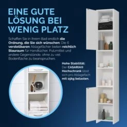 Deuba Mobile Alto Per Il Bagno Armadio 180x30x30cm 6 Mensole 2 Scomparti Ante Chiusura Magnetica Bianco -Villeroyit Negozio 18510270 5