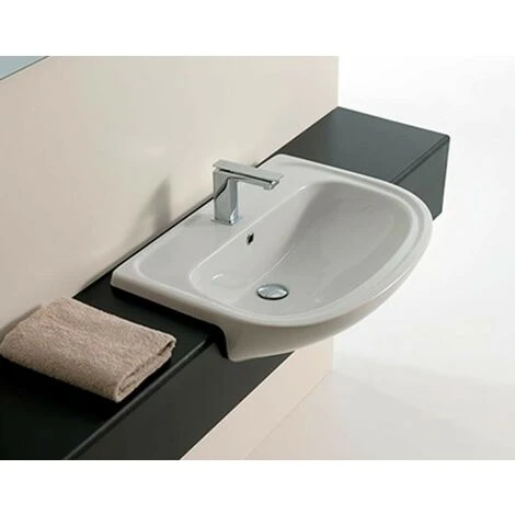 Art Ceram Lavabo Apollo Semincasso Cm. 67,5x49 In Ceramica Bianco Lucido 4 Art Ceram Lavabo Apollo Semincasso Cm. 67,5x49 In Ceramica Bianco Lucido - immagine 2