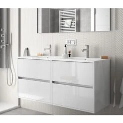 Salgar Mobile Sospeso Noja Cm. 120 Con Lavabo Bianco Lucido