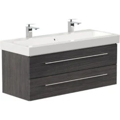 Mobile Bagno Con Lavabo Geberit Icon 120cm Antracite Venato -Villeroyit Negozio 20014671 3