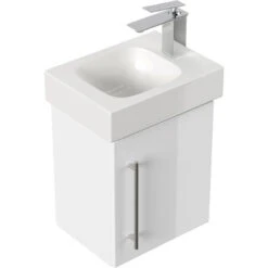Mobile Bagno Con Lavabo Geberit ICON 38cm A Destra SoftClose Bianco Lucido