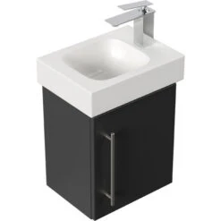 Mobile Bagno Con Lavabo Geberit ICON 38cm A Destra SoftClose Nero Satinato